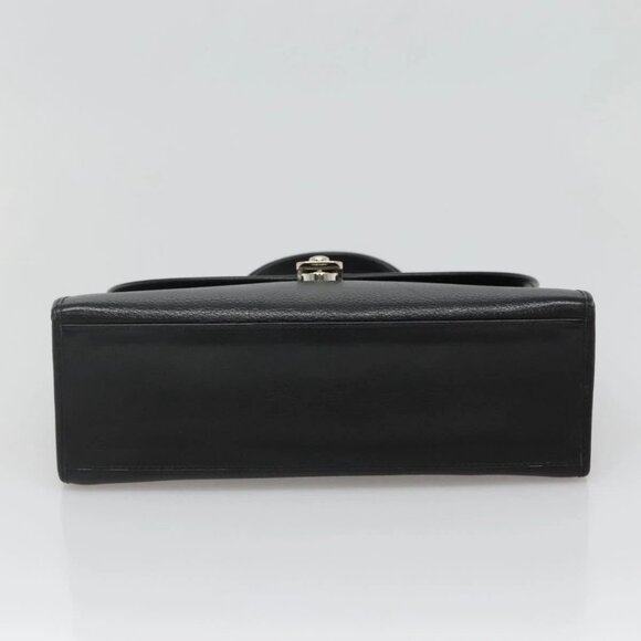 Burberrys Hand Bag Leather Black Silver Auth BA3309 - Picture 5 of 16